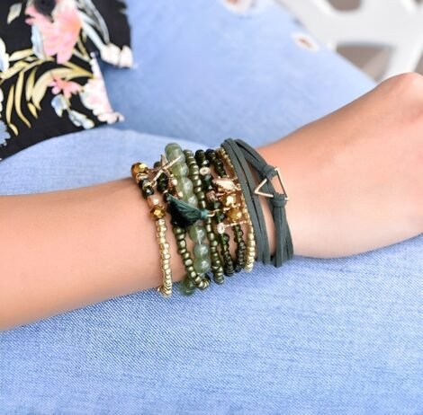 Set pulseras verde